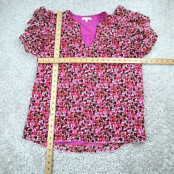 Tuckernuck Anna Cate Pink Red Print Ruffle Sleeve Blouse - Picture 7 of 7